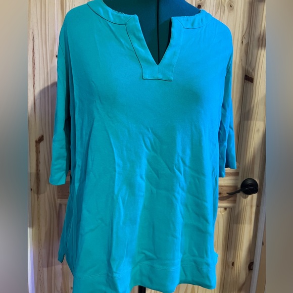 Jones New York woman size 2x teal 3/4 sleeve top - Picture 1 of 3